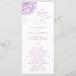 Lila Hydrangea Bouquet Hochzeitsprogramm Programm