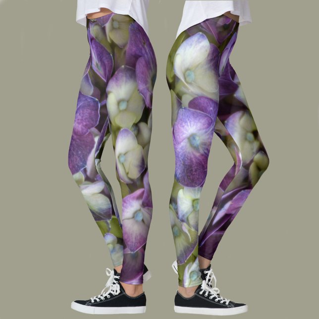 Lila Hydrangea Floral Botanical Fotografie Leggings (Von Creator hochgeladen)