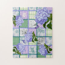 Lila Hydrangea Instagram Foto-Steppdecken-Collage