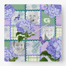 Lila Hydrangea Instagram Foto-Steppdecken-Collage