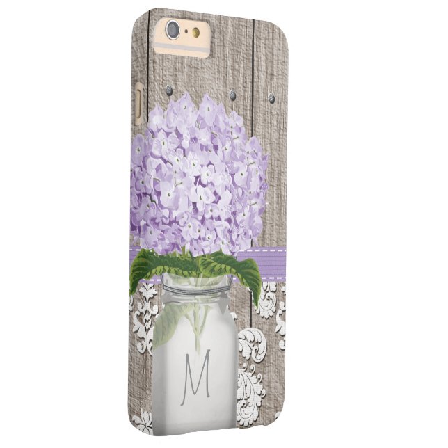 Lila Hydrangea Monogramm Mason Jar Case-Mate iPhone Hülle (Rückseite/Rechts)