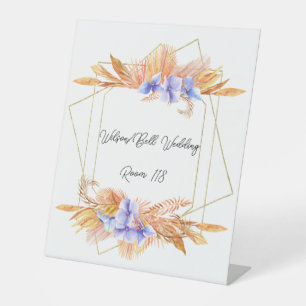 Lila Hydrangea Petals geometrische Rahmenhochzeit Sockelschild