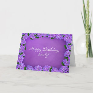 Lila Hydrangea-Rahmen zum Geburtstag Karte