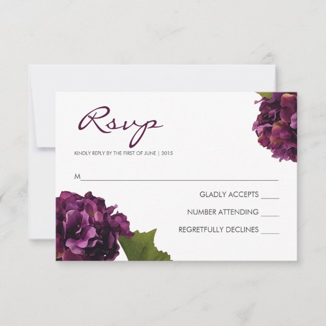 Lila Hydrangea - UAWG-Antwortkarte RSVP Karte (Vorderseite)