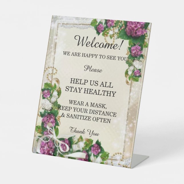 Lila Hydrangea und Hochzeitssicherheit Sockelschild (Vorderseite)