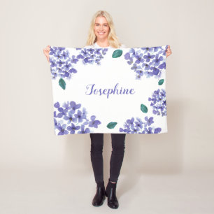 Lila Hydrangea Wasserfarbe Blume Babyname Fleecedecke