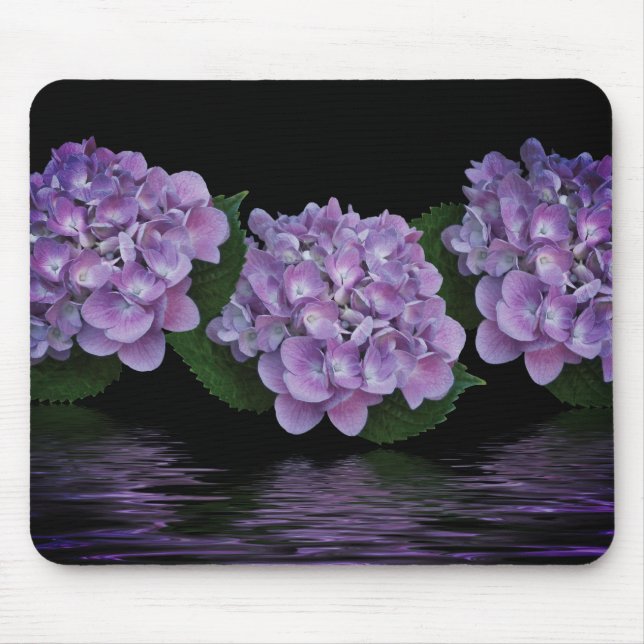 Lila Hydrangea Wasserreflektion Mousepad (Vorne)
