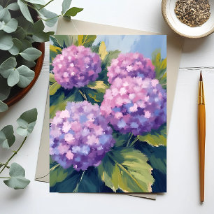 Lila Hydrangeas Aquarellmalerei Postkarte