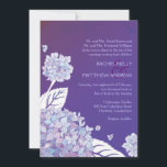 Lila Hydrangeas bei Sonnenuntergangssehen Einladung<br><div class="desc">Elegante lila, Lavendel, blau, rosa Hydrangea-Blume lila Hintergrund nach individuellen formalen Einladungen für Hochzeiten. Eine schöne Hochzeit lädt ideal zu Ihrer HYDRANGEA THEMED WEDDING ein | LILA WEDDING oder ABEND FLORAL GARDEN WEDDING (Hier finden Sie die passenden Hochzeitsessentials & -favors in Bridal Heaven. Wenden Sie sich an ujean4791@gmail.com, um sich...</div>