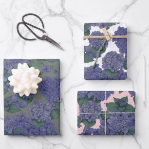 Lila Hydrangeas-Geschenkwrap - Set von 3 Geschenkpapier Set