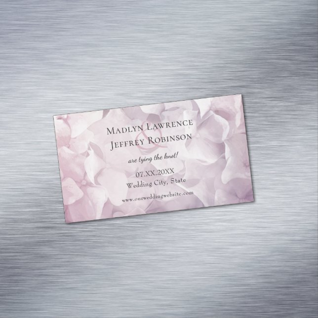 Lila Hydrangegarten in Rosa Save the Date Magnetische Visitenkarte (Beispiel)