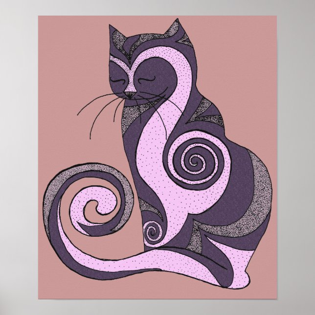 Lila Hypnocat Print Poster (Vorne)
