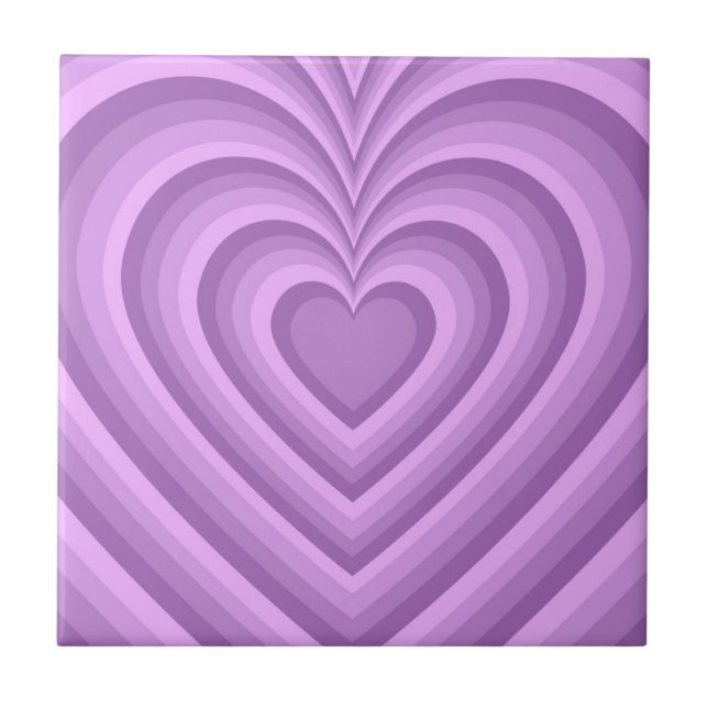 Lila Hypnotic Heart Liebe Muster Fliese (Vorderseite)