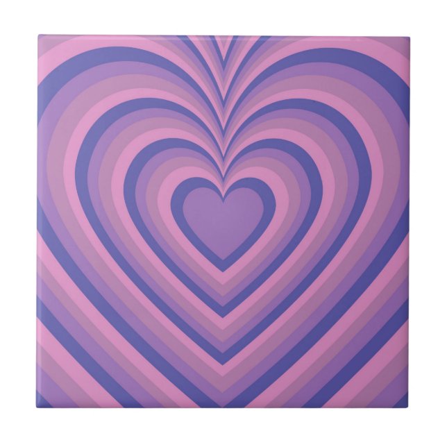 Lila Hypnotic Heart Liebe Muster Fliese (Vorderseite)