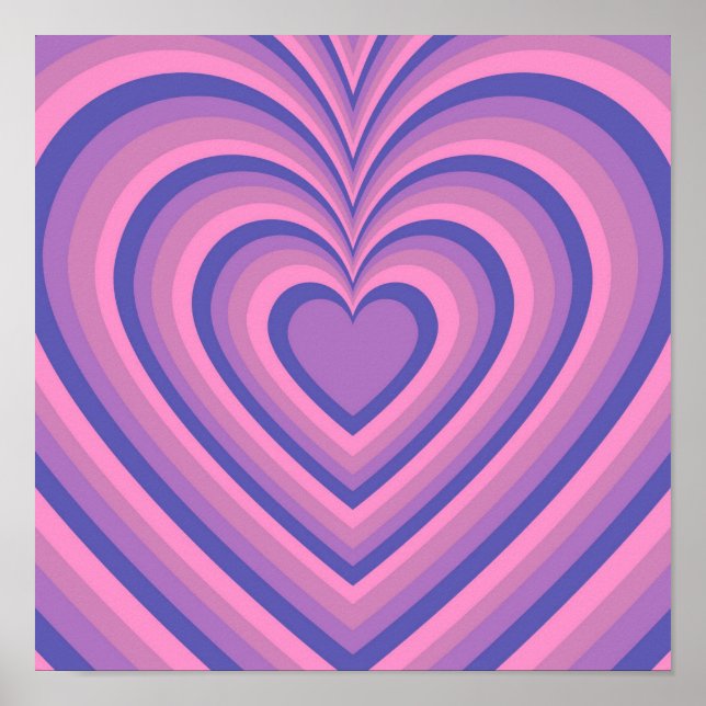 Lila Hypnotic Heart Liebe Muster Poster (Vorne)