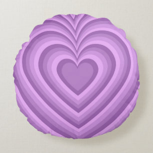 Lila Hypnotic Heart Liebe Muster Rundes Kissen