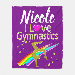 LILA I LIEBE GYMNASTICS-DESIGN FLEECEDECKE