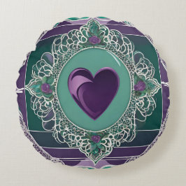 Lila Icy Heart AI Art Rundes Kissen