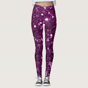 Lila Imitat-Glitzer-Glitzern Leggings