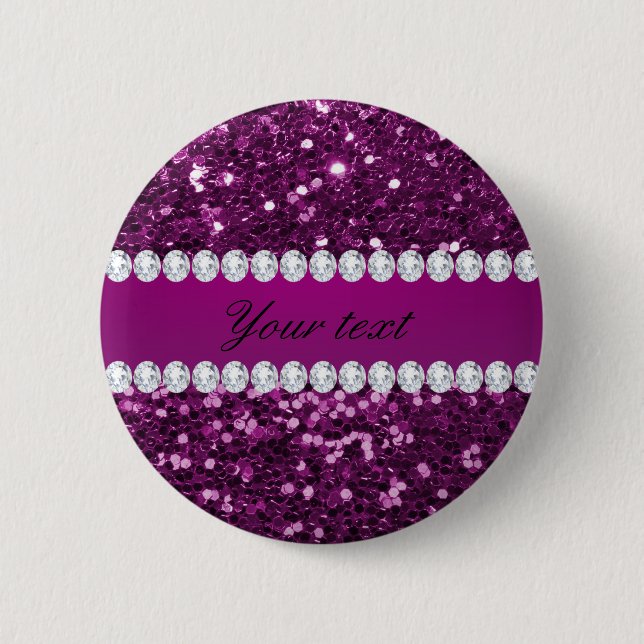 Lila Imitat-Glitzer und Diamanten Button (Vorderseite)