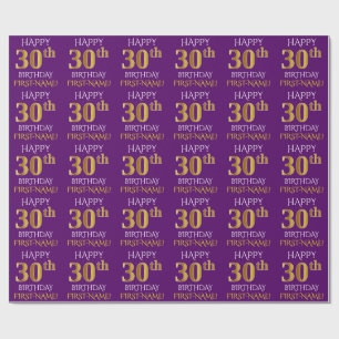 Lila, Imitat-Gold "GLÜCKLICHER 30. GEBURTSTAG " Geschenkpapier