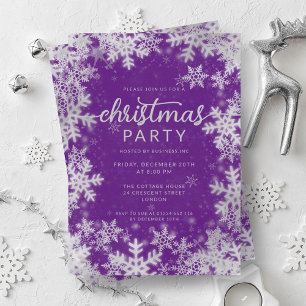 Lila Imitate Foil Snowflakes Party Einladung