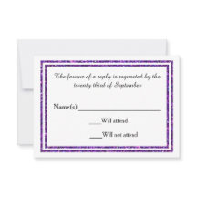 Lila Imitate Glittered Trim - RSVP Card