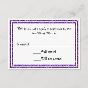 Lila Imitate Glittered Trim - RSVP Card Karte