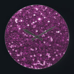 Lila Imitate Glitzer Glitzern Große Wanduhr<br><div class="desc">Glamour große lila Imitate Glitzer. BITTE BEACHTEN SIE: Es handelt sich um flache gedruckte Grafiken - keine erhabenen Teile.</div>