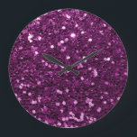 Lila Imitate Glitzer Glitzern Große Wanduhr<br><div class="desc">Glamour große lila Imitate Glitzer. BITTE BEACHTEN SIE: Es handelt sich um flache gedruckte Grafiken - keine erhabenen Teile.</div>