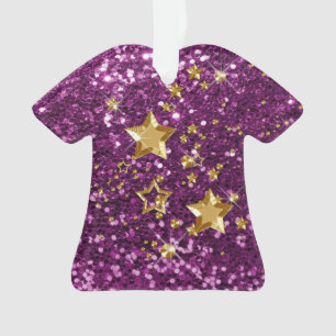 Lila Imitate Glitzer Gold Shiny Stars & Confetti Ornament