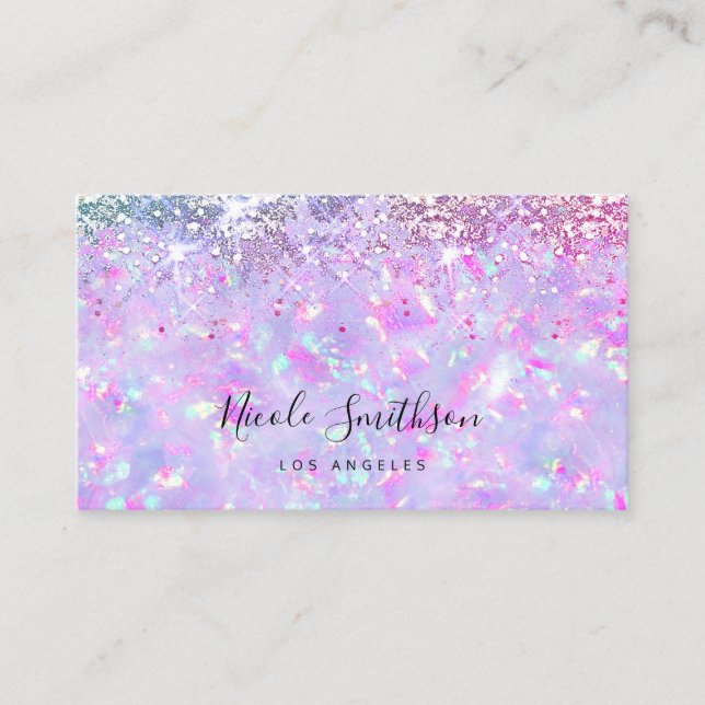 lila Imitate Glitzer Opal-Mineral-Visitenkarte Visitenkarte (Vorderseite)