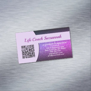 Lila Imitate Glitzer QR-Code Beruflich Magnetische Visitenkarte