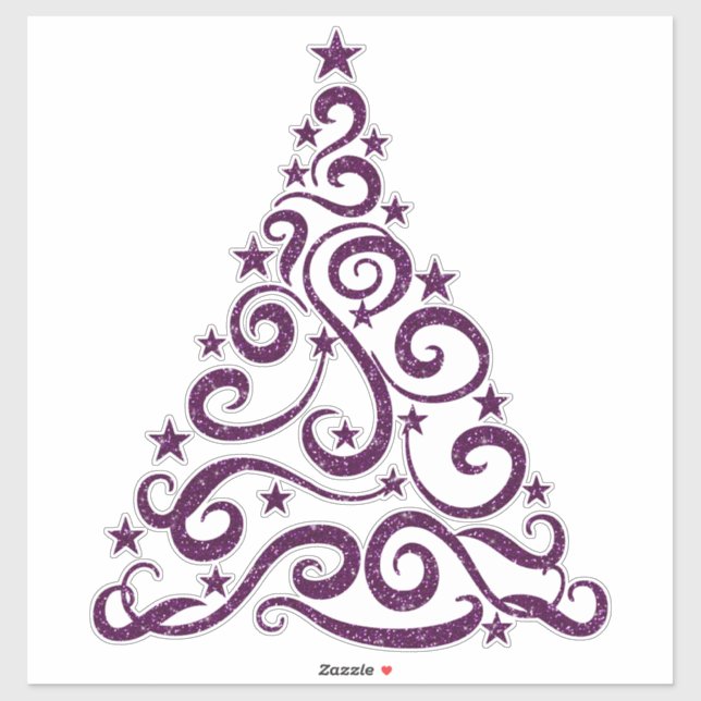 Lila Imitate Glitzer Swirl Weihnachtsbaum Aufkleber (Blatt)