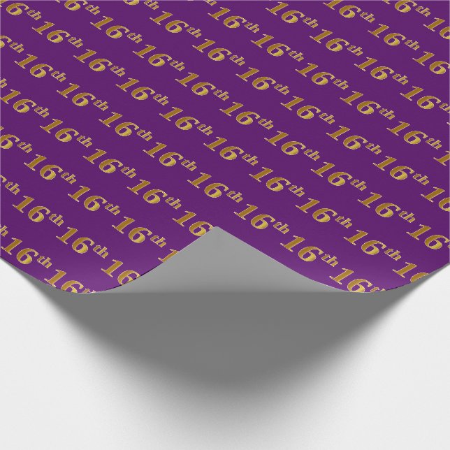 Lila, Imitate Gold 16. (sechzehnte) Veranstaltung Geschenkpapier (Ecke)