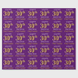 Lila, Imitate Gold "HAPPY 30. BIRTHDAY" Geschenkpapier