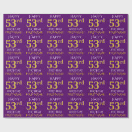 Lila, Imitate Gold "HAPPY 53. BIRTHDAY" Geschenkpapier