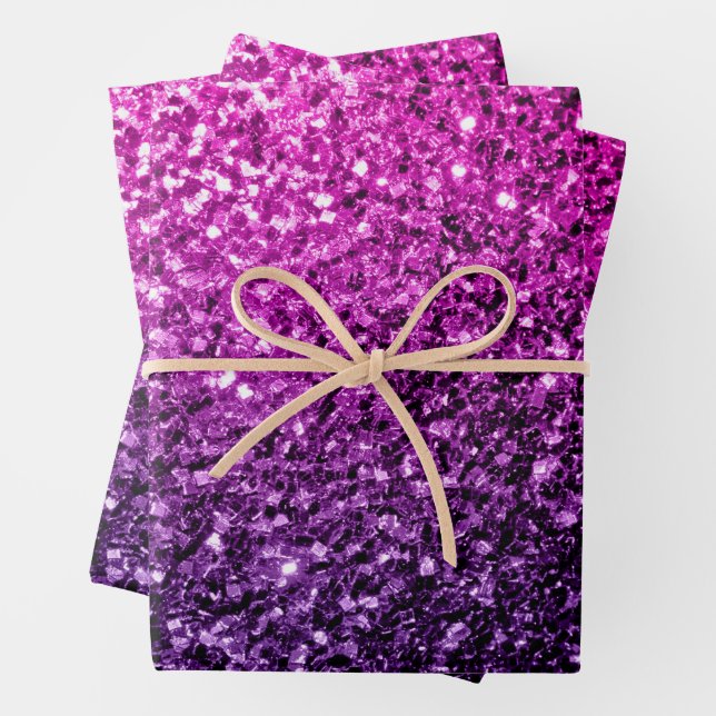 Lila Imitate in Rosa Glitzer Glitzern Geschenkpapier Set (Beispiel)