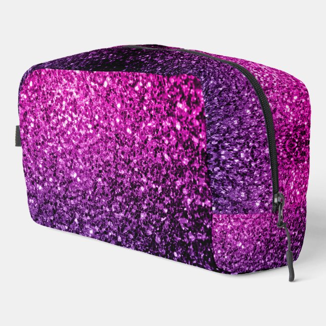 Lila Imitate in Rosa Glitzer Glitzern Waschbeutel (Rechte Ecke)