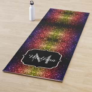 Lila Imitate mit Regenbogengelb, Glitzern mit Mono Yogamatte
