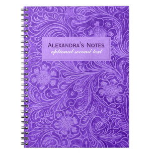 Lila Imitate Wildlederleder Embossed Blume Notizblock