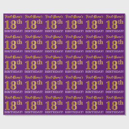 Lila, Imitation Gold Look "18. GEBURTSTAG" Geschenkpapier