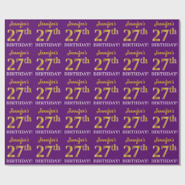 Lila, Imitation Gold Look "27. GEBURTSTAG" Geschenkpapier