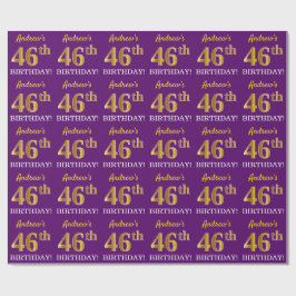 Lila, Imitation Gold Look "46. GEBURTSTAG" Geschenkpapier