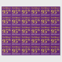 Lila, Imitation Gold Look "95. GEBURTSTAG" Geschenkpapier