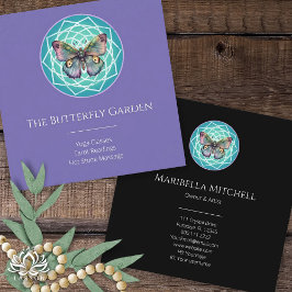 Lila Indigo Butterfly Mystical Mandala Türkis Quadratische Visitenkarte