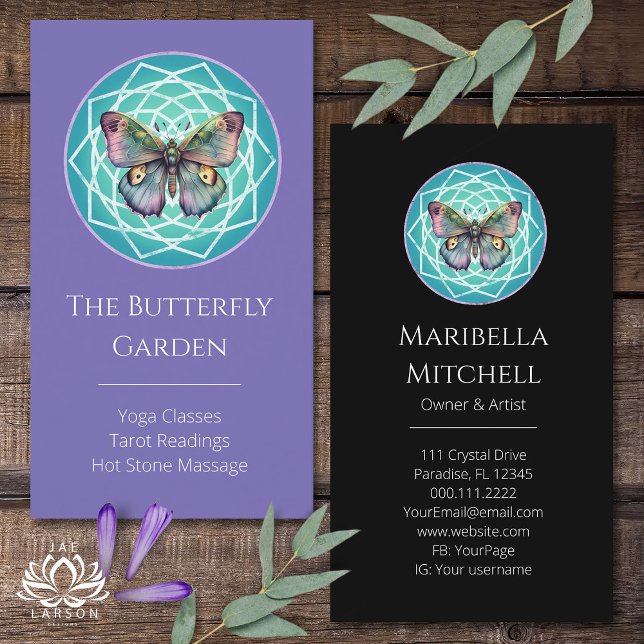 Lila Indigo Butterfly Mystical Mandala Türkis Visitenkarte (Von Creator hochgeladen)