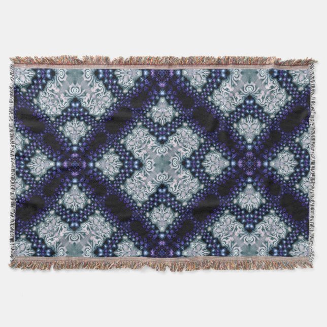 Lila Indigo Essence mittelalterliches Woven Throw  Decke (Vorderseite)