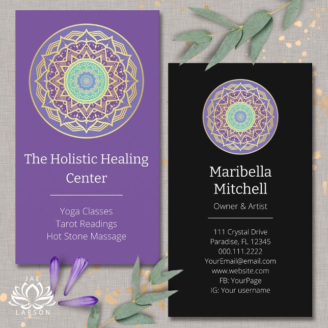 Lila Indigo Gold Türkise Mandala Metaphysische Visitenkarte (Von Creator hochgeladen)