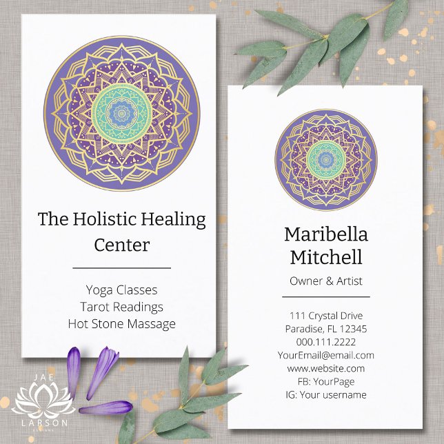 Lila Indigo Gold Türkise Mandala Metaphysische Visitenkarte (Von Creator hochgeladen)